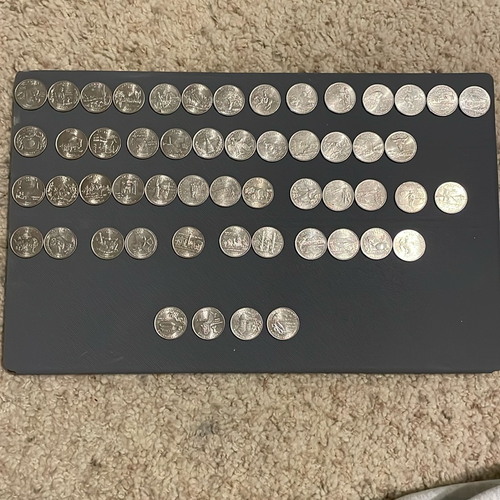 Full set of the each of the 50 state quarters and 4 American territories quarter